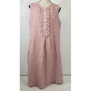 NWT Max Studio Sz Medium Detail Red Ivory Striped Sleeveless Mini Dress ♡♡♡
